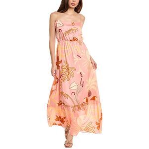 Juan De Dios Womens Polera Silk Maxi Dress, Pink